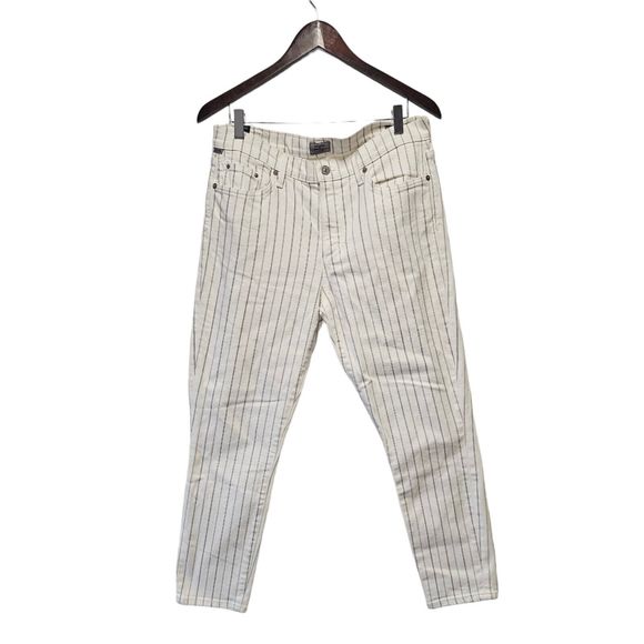 Citizens of Humanity Rocket Crop High Rise Skinny Jeans White Size 32 Stripe - Picture 4 of 4